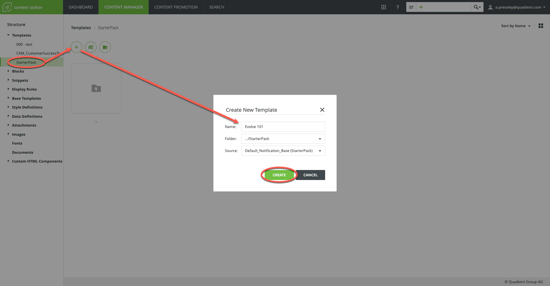screenshot of Quadient Inspire